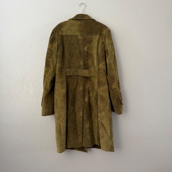 Express Women’s Vintage Moss Green Cotton Paisley Button Coat Size 14 - Picture 2 of 16